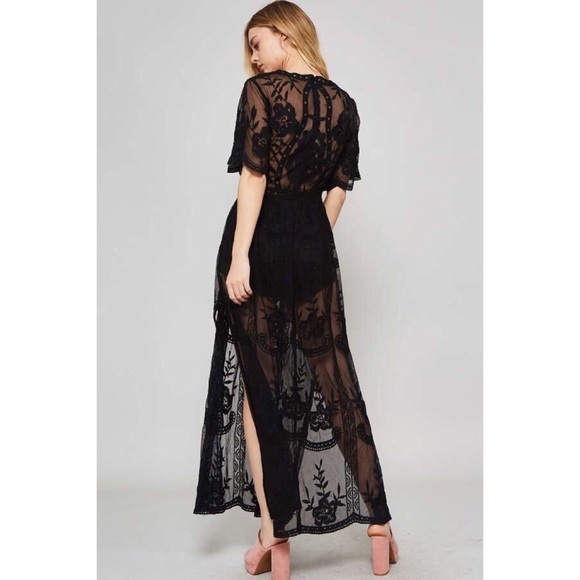 Last one sale!! Black romper w/ maxi lace overlay - Picture 3 of 5